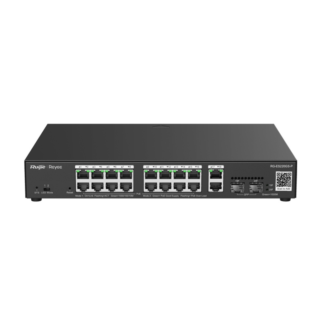 Ruijie 16 Gigabit PoE+ ports,2 SFP,250W